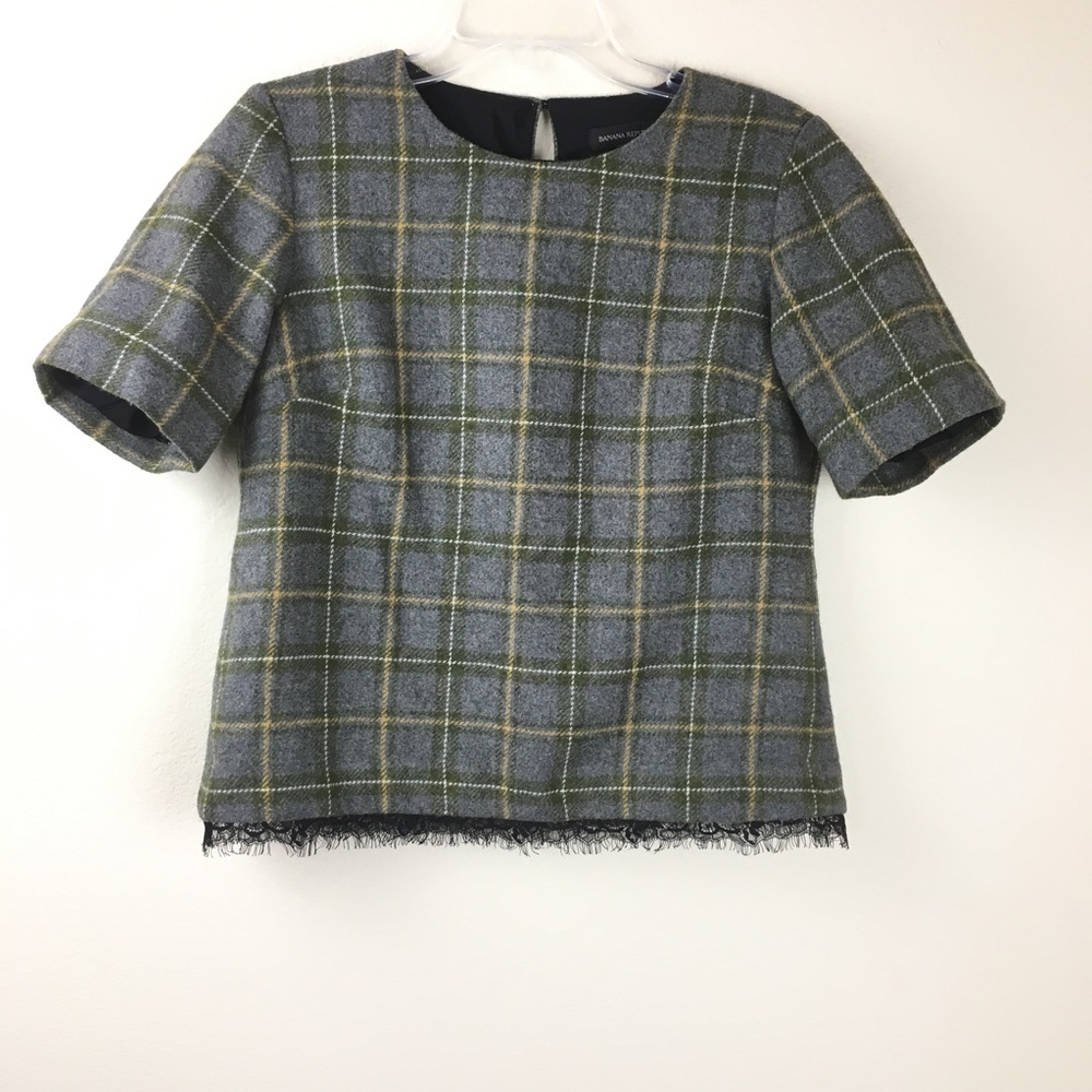 Banana Republic Plaid Tweed Top